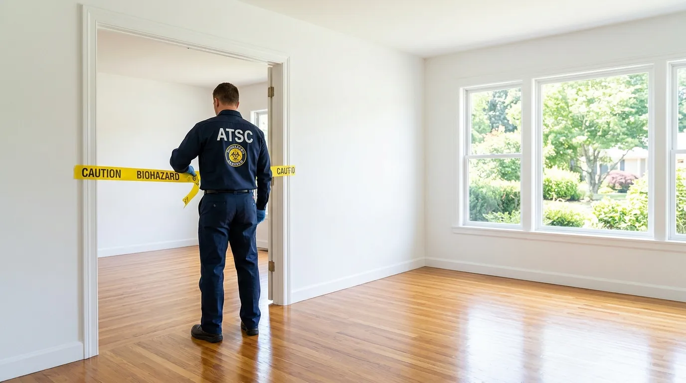 Certified biohazard cleanup crew performing Crime Scene Cleanup in West Falls Church